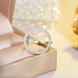 Gyűrű mérete: átméretezhető - CWWZircons Állítható Chic Elegant Design Kocka cirkónia kőbeállítás Nagy Kör Kerek