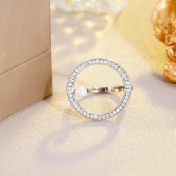 Gyűrű mérete: átméretezhető - CWWZircons Állítható Chic Elegant Design Kocka cirkónia kőbeállítás Nagy Kör Kerek