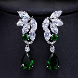 Fém színe: zöld - CWWZircons Gyönyörű cirkónium kövek nagy, hosszú, sárga lógó fülbevalók női fehérarany színű