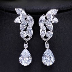 Fém színe: fehér - CWWZircons Gyönyörű cirkónium kövek nagy, hosszú sárga lógó fülbevalók női fehérarany színű