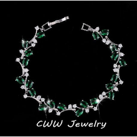 Fém színe: zöld - CWWZircons 6 szín opciók Fehérarany színű, kézzel készített osztrák kristály strassz lila kövek