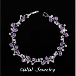 Fém színe: lila - CWWZircons 6 szín opciók Fehérarany színű, kézzel készített osztrák kristály strassz lila kövek