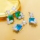 Fém színe: zöld - CWWZircons új stílusú, lelógó, négyzet alakú cirkónia világoskék pillangós fülbevaló nőknek