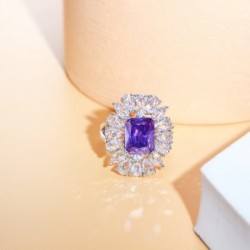 Gyűrű mérete: átméretezhető - CWWZircons fényes nagy négyzet zöld köbös cirkon kristály ezüstözött állítható