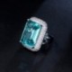 Gyűrű mérete: átméretezhető - CWWZircons állítható Princess Cut nagy zöld cirkónia téglalap luxus gyűrűk nőknek