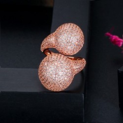 Gyűrű mérete: átméretezhető - CWWZircons Állítható Micro Pave Cubic cirkónia golyó arany színű divatos női