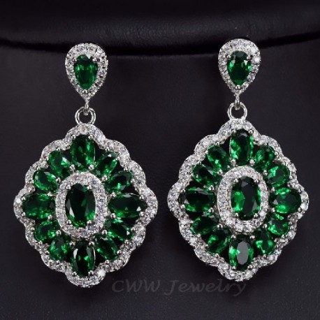 Fém színe: zöld - CWWZircons márka 2022 új divatos gyönyörű nagy világoskék kristály csepp fülbevaló nőknek