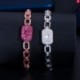 Fém színe: piros - CWWZircons 585 Rose Gold Szín Piros Cubic cirkónia Cuban Link Lánc karkötők Női Nyári Party Ékszer