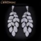 Fém színe: fehér - CWWZircons márka csúcsminőségű Miro Pave CZ Cubic cirkónia Stones levél alakú, hosszú lelógó