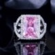 A gyűrű mérete: 6 - CWWZircons fényes ezüstözött négyzet alakú rózsaszín cirkónia nagy CZ kő esküvői gyűrűk