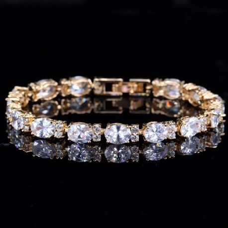 Fém színe: fehér - CWWZircons klasszikus sárga arany színű kerek fukszia vörös AAA cirkónium kristály összekapcsolt