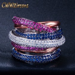 A gyűrű mérete: 8 - CWWZircons Luxury Twist Cross többrétegű cirkónia nagy eljegyzési gyűrűk Dubai menyasszonyi híres