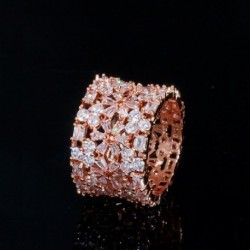 A gyűrű mérete: 8 - CWWZircons luxus 585 rózsa aranyozott cirkónia CZ virág nagy karikagyűrű nőknek eljegyzési