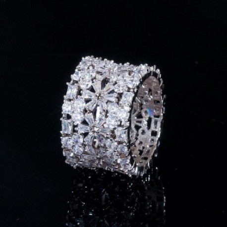 A gyűrű mérete: 8 - CWWZircons luxus 585 rózsa aranyozott cirkónia CZ virág nagy karikagyűrű nőknek eljegyzési