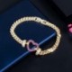 Fém színe: arany vörös - CWWZircons Fényes Cubic Zirconia Pave Cuban Link Chain Love Heart Charm karkötők nőknek