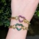 Fém színe: arany vörös - CWWZircons Fényes Cubic Zirconia Pave Cuban Link Chain Love Heart Charm karkötők nőknek