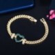 Fém színe: arany vörös - CWWZircons Fényes Cubic Zirconia Pave Cuban Link Chain Love Heart Charm karkötők nőknek