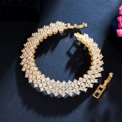 Fém színe: arany - CWWZircons Bling Cubic cirkónia luxus kerek tenisz karkötő nőknek fehéraranyozott esküvői esküvői