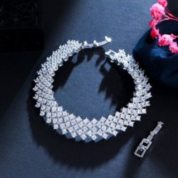 Fém színe: ezüst - CWWZircons Bling Cubic cirkónia luxus kerek tenisz karkötő nőknek fehéraranyozott esküvői esküvői