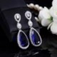 Fém szín: pezsgő - CWWZircons Classic Design Luxus Micro Pave Water Drop CZ kristály hosszú fülbevaló nőknek cirkon