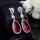 Fém szín: pezsgő - CWWZircons Classic Design Luxus Micro Pave Water Drop CZ kristály hosszú fülbevaló nőknek cirkon