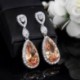 Fém színe: fehér - CWWZircons Classic Design Luxus Micro Pave Water Drop CZ kristály hosszú fülbevaló nőknek cirkon