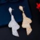 Fém szín: ezüst színű - CWWZircons Luxus Cubic Zirconia Pave Baguette Stones Eljegyzési Party Big Drop Egyedi fülbevaló