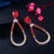 Fém színe: Druzy Red - CWWZircons Druzy CZ Red Crystal nagy kerek, hosszú leejtő fülbevaló nőknek Ünnepi díszbemutató