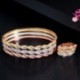 Fém színe: ezüst - CWWZircons Twist Lines Cubic cirkónia Dubai Rose Gold színű nyitott mandzsetta menyasszonyi afrikai
