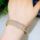 Fém színe: ezüst - CWWZircons Twist Lines Cubic cirkónia Dubai Rose Gold színű nyitott mandzsetta menyasszonyi afrikai