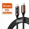 Szín: PD 36W barna - Toocki USB Type C kábel iPhone 14 13 12 11 Pro Max X Xr 8 7 Plus PD 36W gyorstöltő villámkábel