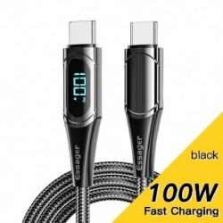 Szín: bézs - Essager USB-C típusú kábel C-C 100W/5A PD gyorstöltő töltőkábel Macbook Xiaomi Samsung Type-C USBC kábel