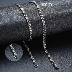 Szín: 3mm acél szín 50cm - 3 mm-7 mm-es rozsdamentes acél nyaklánc, hatoldalas csiszoló férfi és női kubai lánc