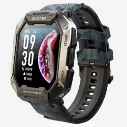 Szín: terepszínű fekete - Új okosóra férfiaknak Bluetooth teljes érintőképernyős 5ATM vízálló órák Sport Fitness