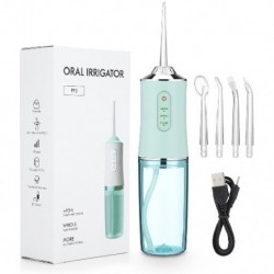 Szín: rózsaszín - Oral Irrigator Hordozható fogászati vízselyem USB újratölthető vízsugár fogselyem, 4 Jet Tip 220ml