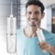 Szín: rózsaszín - Oral Irrigator Hordozható fogászati vízselyem USB újratölthető vízsugár fogselyem, 4 Jet Tip 220ml