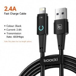 Szín: IOS fekete - toocki lightning kábel Iphone-hoz 14 13 12 11 pro max 8 7 plus led iphone töltőkábel usb micro type c