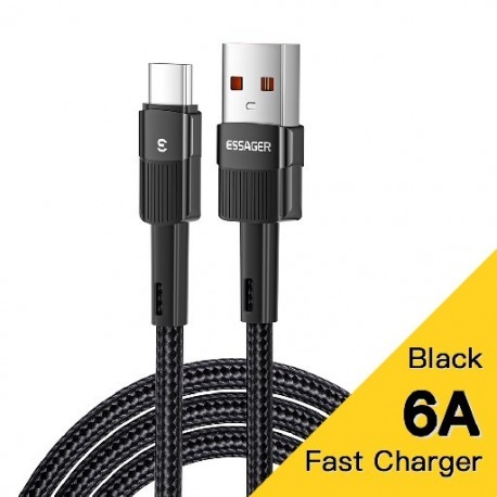 Szín: bézs - Essager 6A Type C USB kábel Gyorstöltés Huawei P40 Pro P30 66W vezetékes USB-C töltő adatkábel Samsung S21