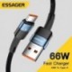 Szín: bézs - Essager 6A Type C USB kábel Gyorstöltés Huawei P40 Pro P30 66W vezetékes USB-C töltő adatkábel Samsung S21
