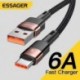 Szín: bézs - Essager 6A Type C USB kábel Gyorstöltés Huawei P40 Pro P30 66W vezetékes USB-C töltő adatkábel Samsung S21