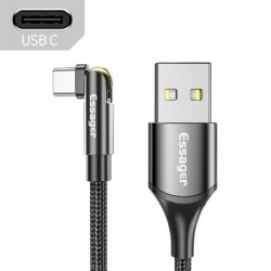 Szín: szürke C típusú kábel - Essager 3A gyorstöltő kábel Micro USB Type C adattöltő iPhone Xiaomi mobiltelefonhoz 540