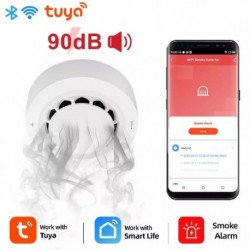 Tuya WiFi füstérzékelő riasztó intelligens tűzvédelem 90 dB füstjelző érzékelő otthoni biztonsági rendszer