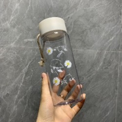 Űrtartalom: 450 ml - Nagy szájú fagyos százszorszép hordozható kender kötél műanyag vizes pohár nyári divat lány