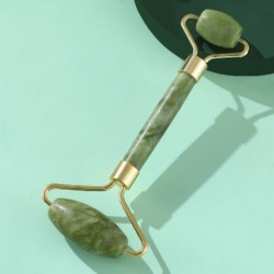 Forma: Xiuyan jade zöld kétfejű görgő - 1db Face Massager Roller természetes karcsúsító szépség nyak vékony eszköz