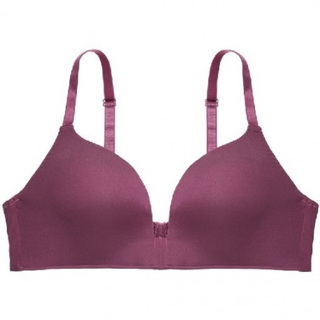 Szín: borvörös - Női melltartó acélgyűrű nélkül Light Board egyszínű szexi melltartó fehérnemű spagettipántos U