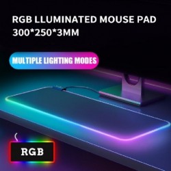 Szín: fekete 300 250 3mm - Gaming Mouse Pad RGB LED világító egérpad Laptop PC Gamer Számítógép Asztal Irodai asztal
