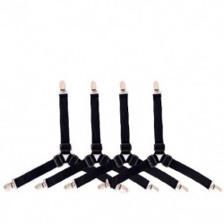 Fekete szín - 4 db csúszásmentesen állítható nagy rugalmasságú háromszög laprögzítő kapocs Matrac bilincsek