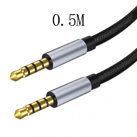 Fekete szín - 3,5 mm-es apa-duga nylon fonott audio kábel AUX autótelefon számítógép autós audio fejhallgató