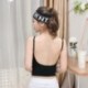 Fekete szín - Női zökkenőmentes körbetekerhető mellény, nagy U Beauty Back Sport fehérnemű, acélgyűrű nélkül,