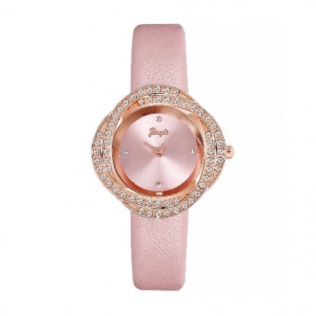 Szín: rózsaszín - Alkalmi divat, friss pu öv szirom gyémánt női diák kvarc óra temperamentum trend